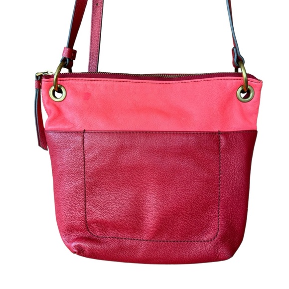 Fossil Keely Leather Crossbody Bag  Red Pink Colorblock Shoulder Purse CLEAN - Picture 5 of 10